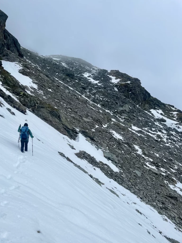 Female hiker in the Snow