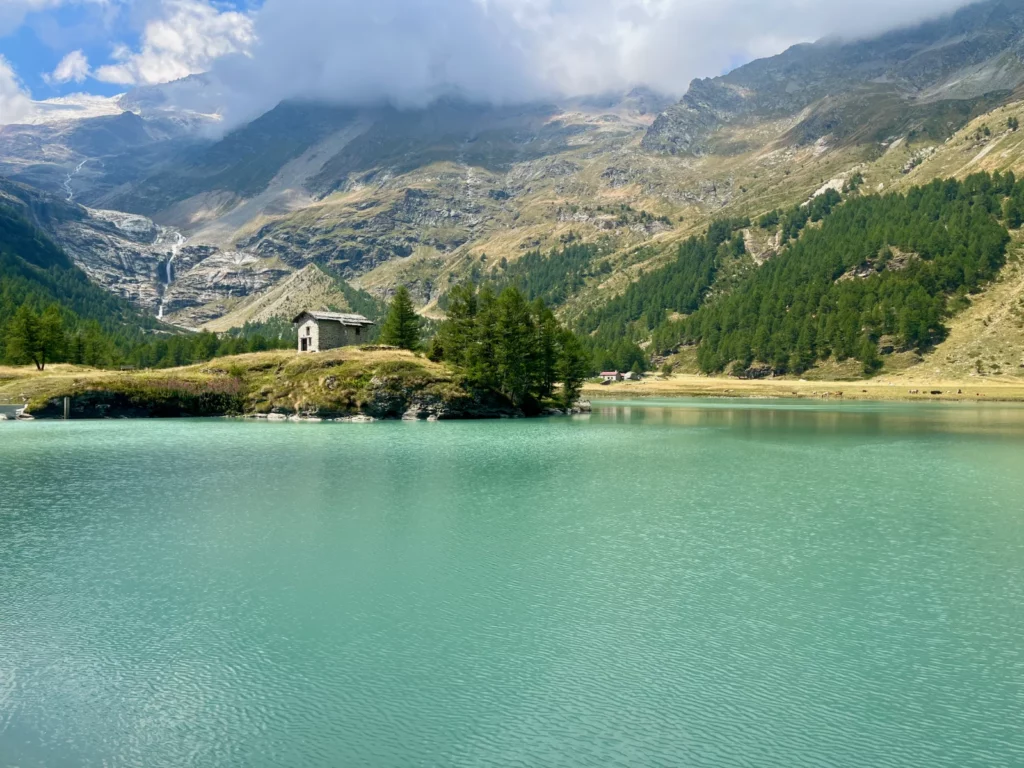 glacier lake at the Bernina Pass