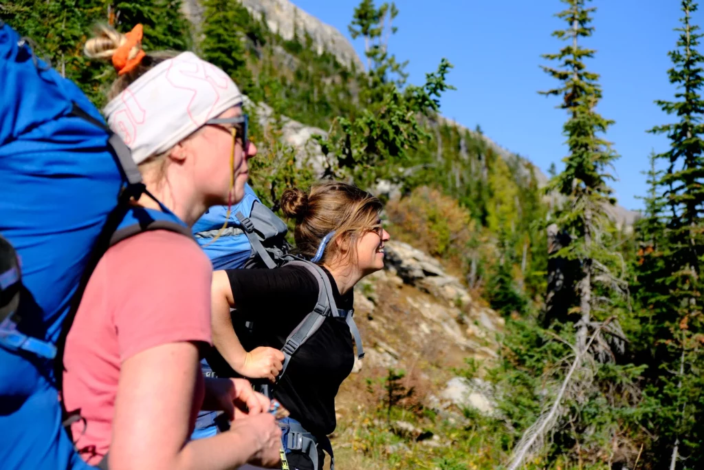 Female backpackers in the Canadian Rockies